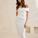 Vestido Midi Ombro a Ombro Slim Fit Elegante – Altenlune