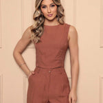 Conjunto de Alfaiataria com Regata Estruturada e Calça Reta