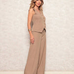 Conjunto Alfaiataria Feminino Elegance Preto – Colete + Calça Pantalona