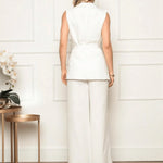 Conjunto Feminino de Alfaiataria com Colete e Cinto