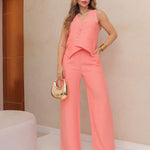 Conjunto de Alfaiataria com Colete e Calça de Caimento Reto