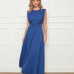 Vestido Longo de Alfaiataria com Cintura Marcada