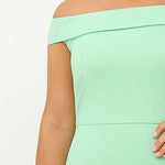 Vestido Midi Ombro a Ombro com Fenda Elegante